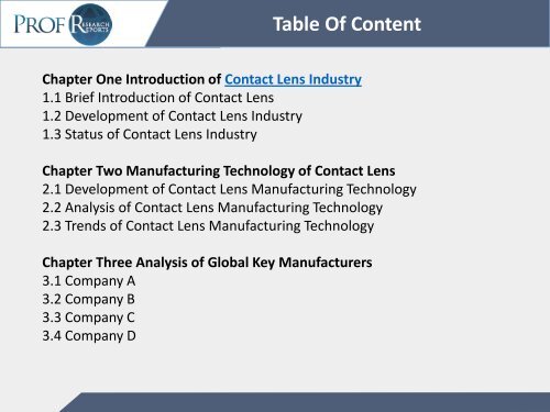 Contact Lens Industry, 2011-2021 Market Research