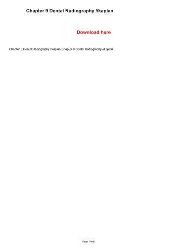 Chapter 9 Dental Radiography kaplan