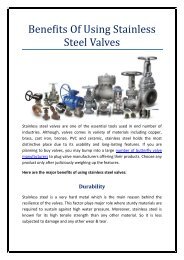 Benefits of using stainless steel valves