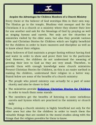 Acquire the Advantages for Children Members of a Church Ministry