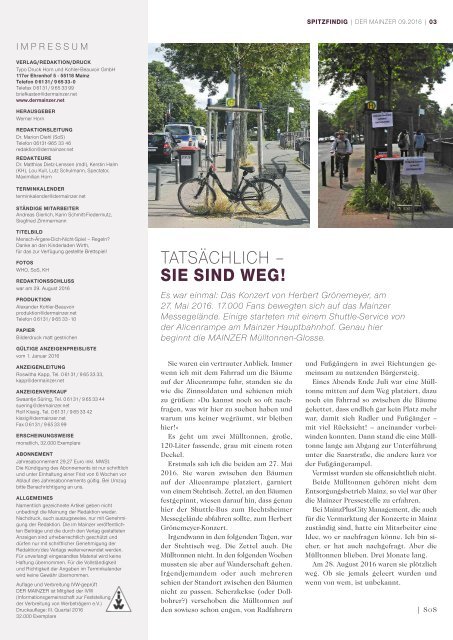 DER MAINZER - Das Magazin für Mainz und Rheinhessen - Nr. 312 - September 2016