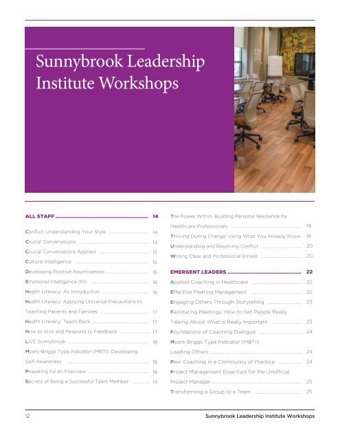 Sunnybrook Leadership Institute 2016 - 2019 Catalogue