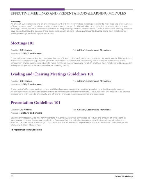 Sunnybrook Leadership Institute 2016 - 2019 Catalogue