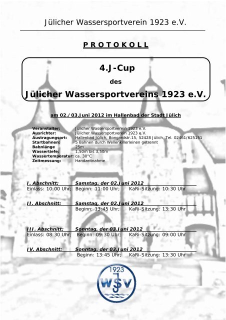 Protokoll J-Cup in Jülich - Jülicher Wassersportverein