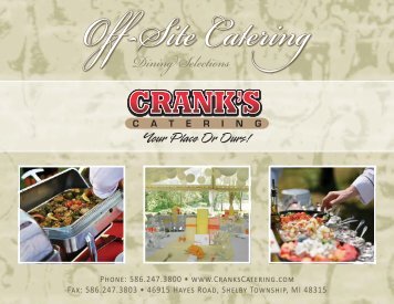 Crank's Complete Off-Site Catering Menu