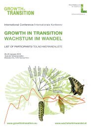 GROWTH IN TRANSITION Wachstum im Wandel