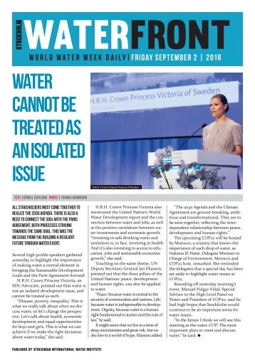 World Water Week Daily Friday 2 September, 2016 