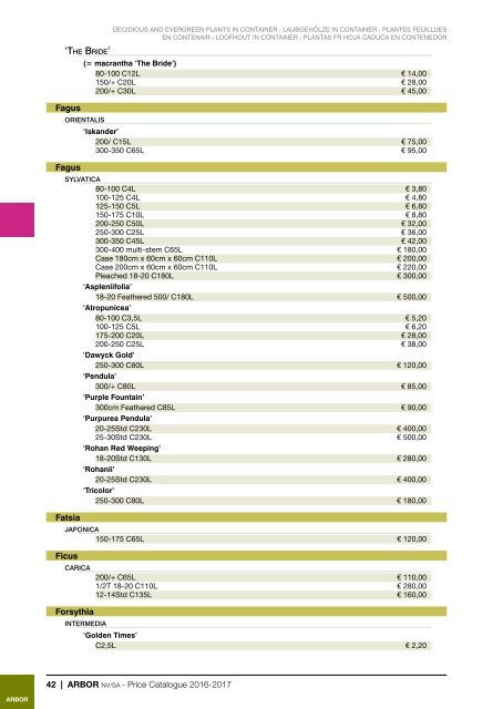 Arbor Price Catalogue 2016-2017