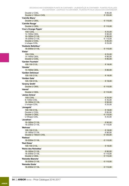 Arbor Price Catalogue 2016-2017