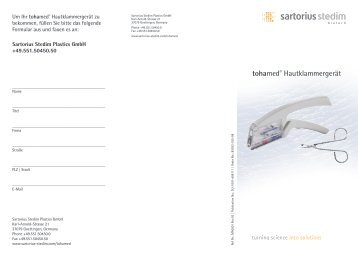 tohamed® Hautklammergerät - Sartorius Stedim Plastics GmbH