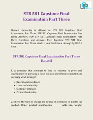 UOP E Help | STR 581 Capstone Final Examination Part Three Answers Free