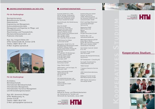 Kooperatives Studium - an der Hochschule für Technik und ...