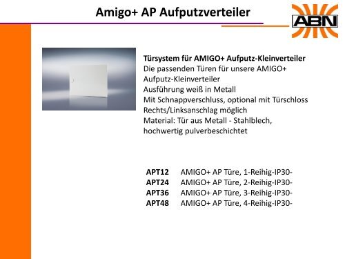 ABN Produktinformation Amigo+ Aufputz- und Mediaverteiler