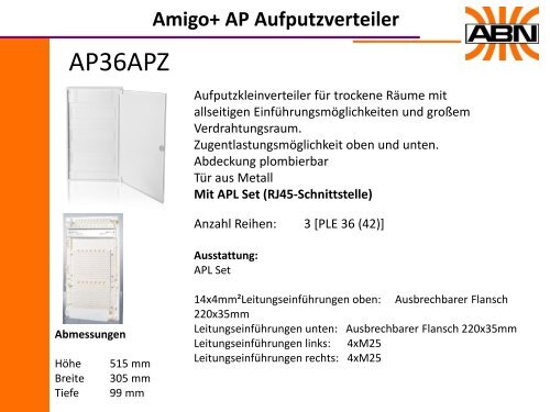 ABN Produktinformation Amigo+ Aufputz- und Mediaverteiler