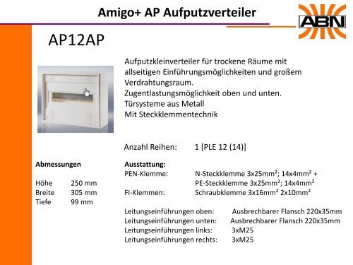 ABN Produktinformation Amigo+ Aufputz- und Mediaverteiler