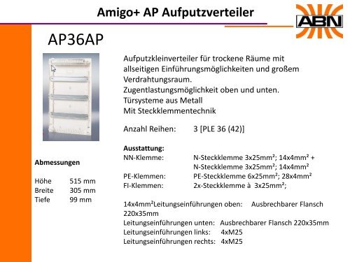 ABN Produktinformation Amigo+ Aufputz- und Mediaverteiler