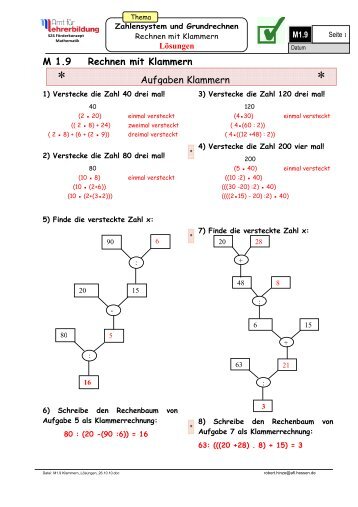 M 1.9 Rechnen mit Klammern - AfL - Hessen