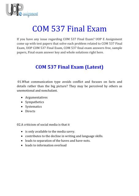 COM 537 Final Exam