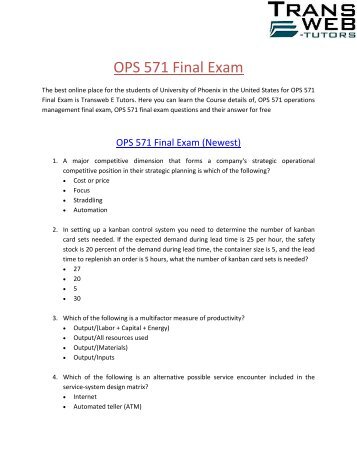 OPS 571 Final Exam