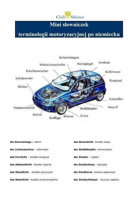 (Czêœci samochodu po niemiecku) - Club Silesius Sp. z oo