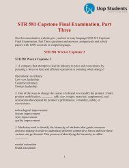 STR 581 Capstone Final Examination, Part Three | STR 581 Week 6 Capstone Examination Part 3 | UOP Students