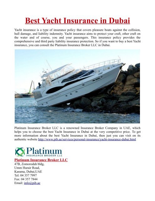yacht insurance dubai
