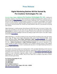 Pro03-Press Release-Digital Marketing Training
