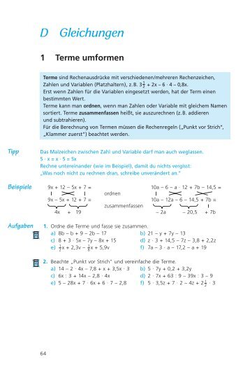 D Gleichungen 1 Terme umformen - Buch.de
