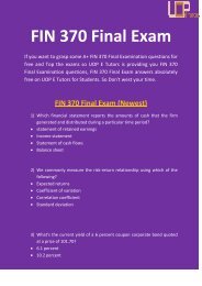 FIN 370 - FIN 370 Final Exam Questions & Answers at UOP E Tutors