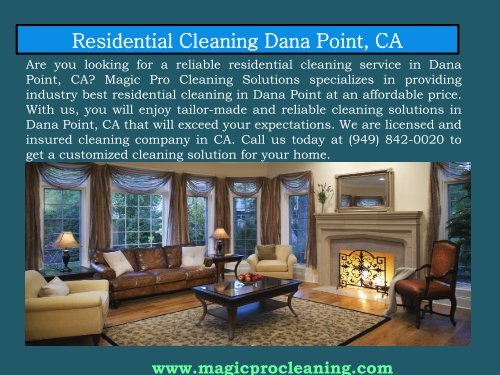 Residential Cleaning Dana Point, CA|Magic Pro Cleaning Solutions