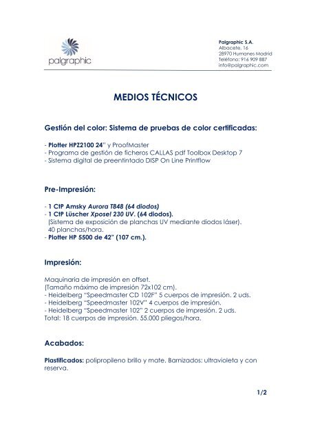 Palgraphic Medios técnicos