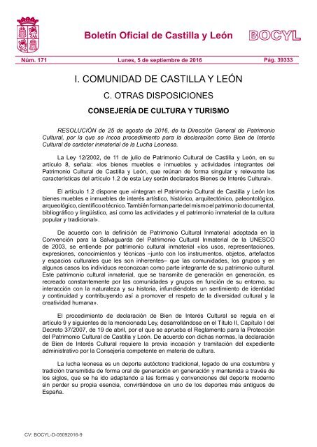 Boletín Oficial de Castilla y León I COMUNIDAD DE CASTILLA Y LEÓN