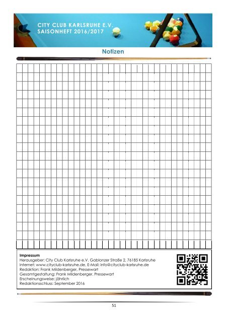 City Club Karlsruhe e.V. Saisonheft 2016/2017