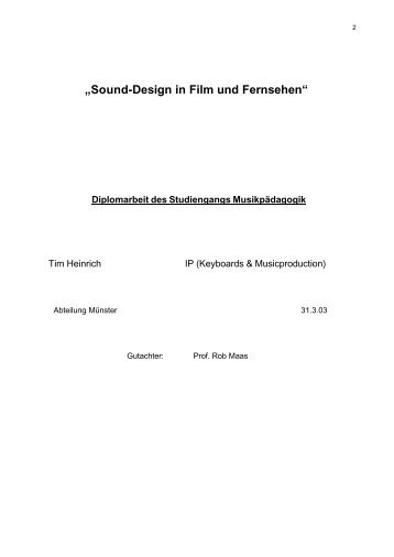 Sound-Design In Film Und Fernsehen - Keyboard & Music Production