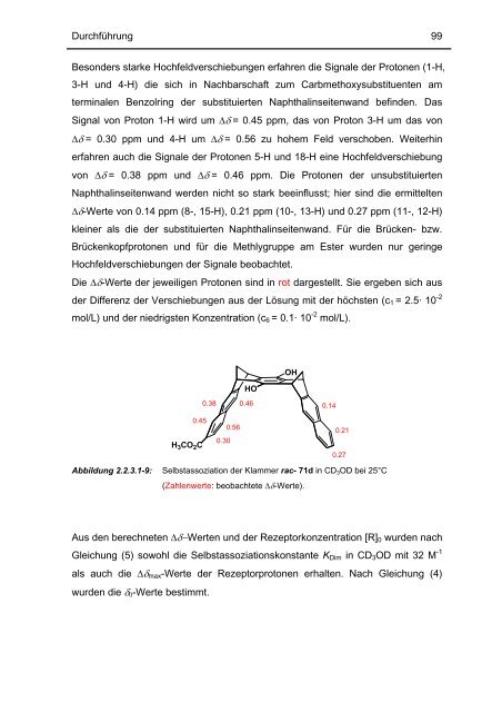 Substitution von molekularen Klammern an den Naphthalin ...