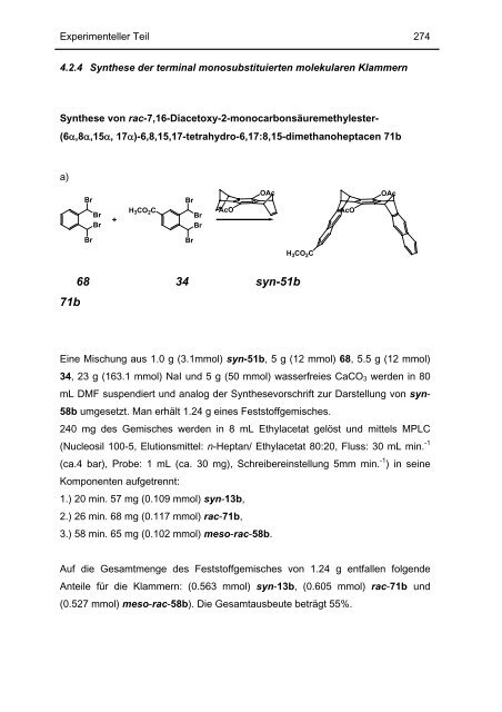 Substitution von molekularen Klammern an den Naphthalin ...