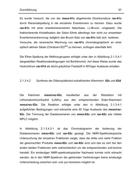 Substitution von molekularen Klammern an den Naphthalin ...