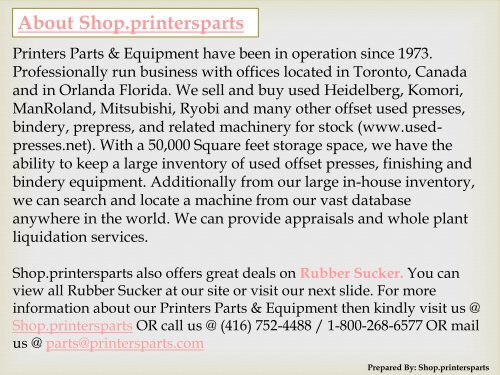 Buy Rubber Suckers Spare Parts at Shop.PrintersParts.com