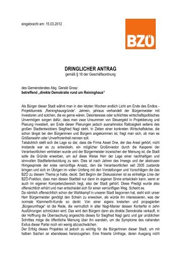 dringlicher antrag - BZÃ– Graz