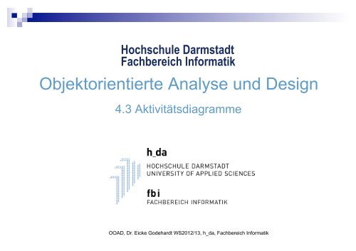 Objektorientierte Analyse und Design - beim Fachbereich Informatik ...