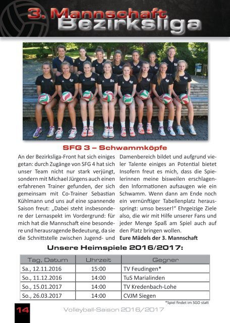 Hallenzeitung Saison 2016/2017