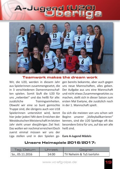 Hallenzeitung Saison 2016/2017