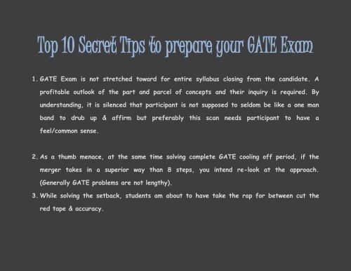 Top 10 Secret Tips to prepare your GATE Exam