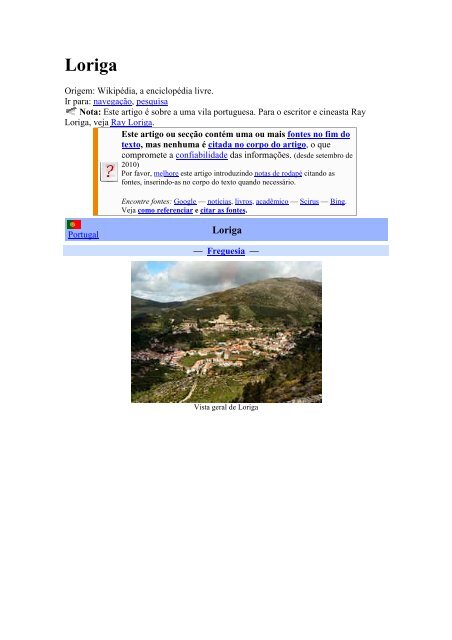 Loriga  Wikipédia a enciclopédia livre - Artigo criado por António Conde