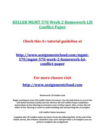 lsi conflict paper College essay writing service mgmt570 lsi conflict paperas you review the lsi conflict self-development guide, we are reminded of how pervasive conflict is in our. lsi conflict paper College essay writing service mgmt570 lsi conflict paperas you review the lsi conflict self-development guide, we are reminded of how pervasive conflict is in our.