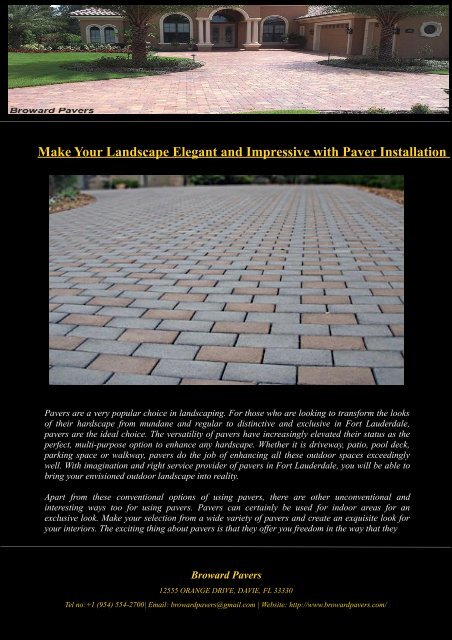 Make Your Landscape Elegant and Impressive with Paver Installation