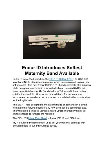 Endur ID Introduces Softest Maternity Band Available