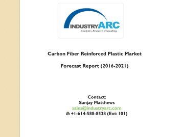 Carbon Fiber Reinforced Plastic Market: With high FRP demand globally