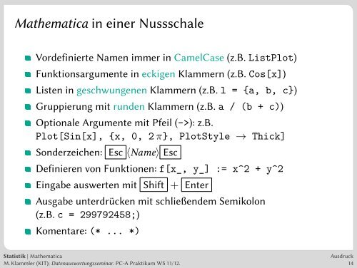 Erfassung, Auswertung und Präsentation von Messergebnissen