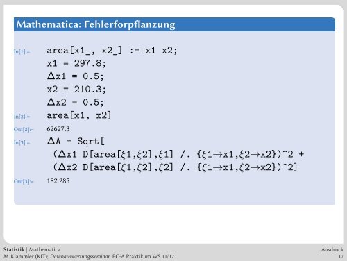 Erfassung, Auswertung und Präsentation von Messergebnissen